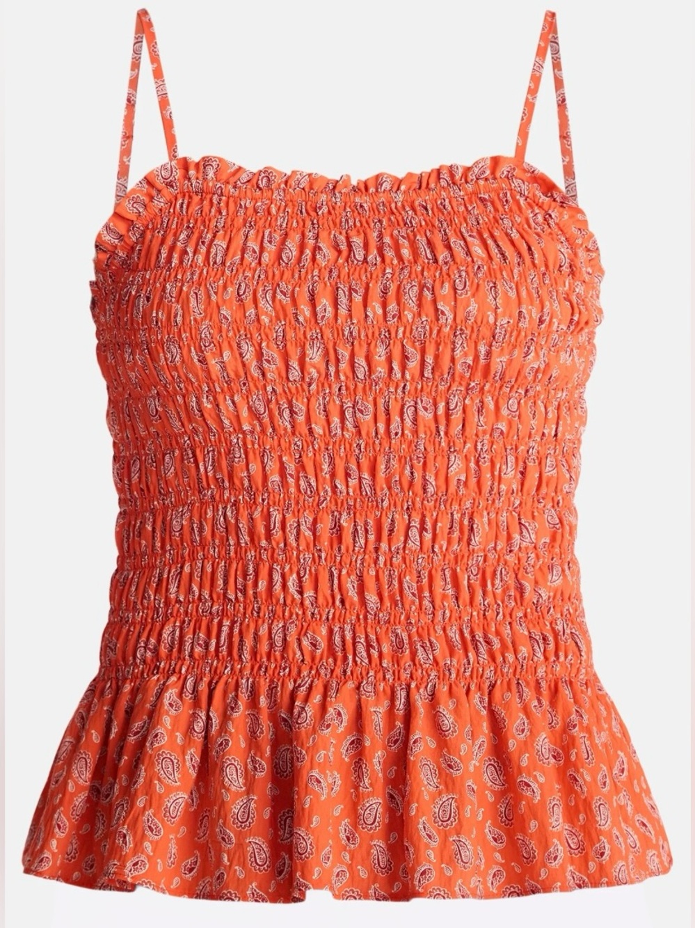 Time and Tru XXL 20 Orange Paisley Smocked Peplum Tank Top NWT